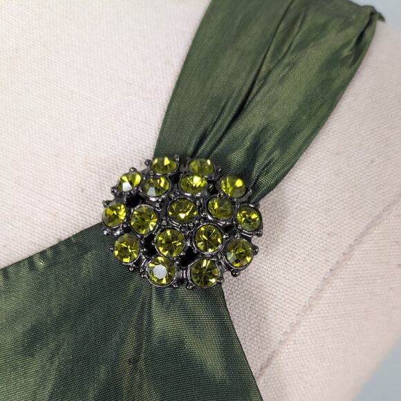 Vintage Rubin Prom Dress Maxi Gown 2 Green Ruffle Y2K Fairy Glam One Shoulder - Picture 3 of 14